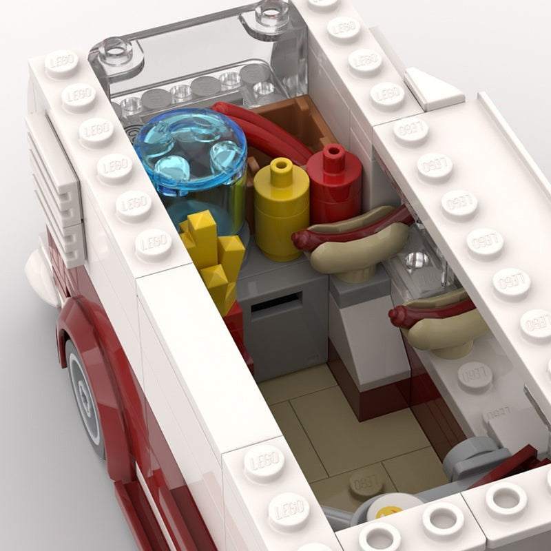 Retro Vintage Camper Food Truck MOC Building Kit | Mobile Cafe Vehicle - 3