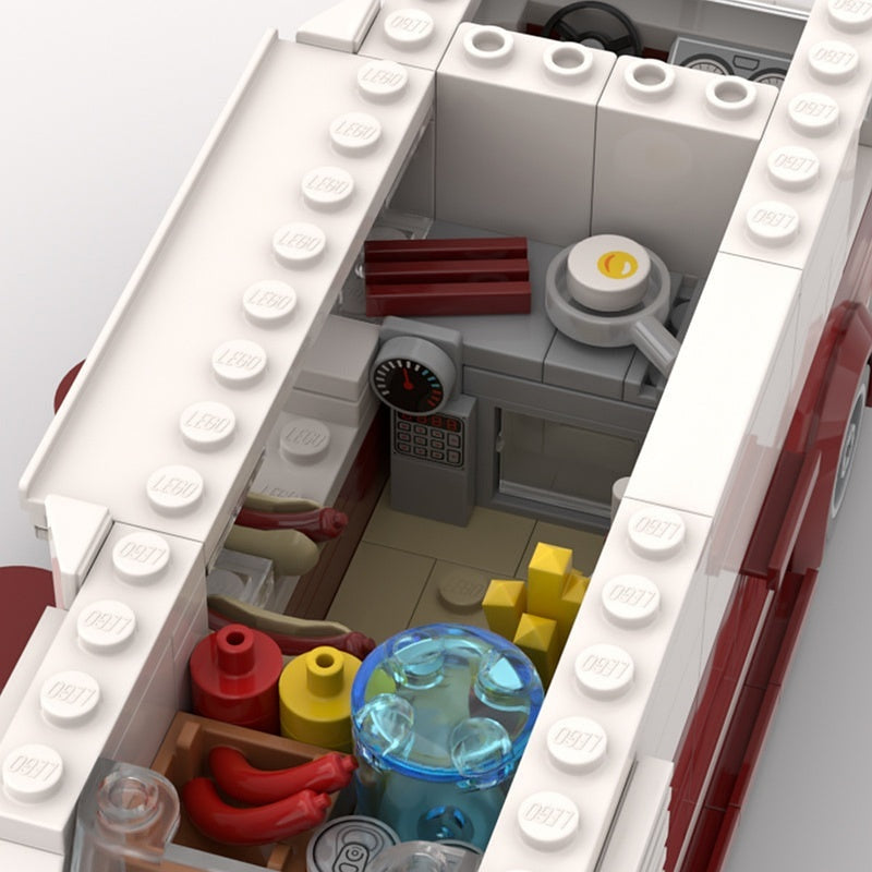 Retro Vintage Camper Food Truck MOC Building Kit | Mobile Cafe Vehicle - 4