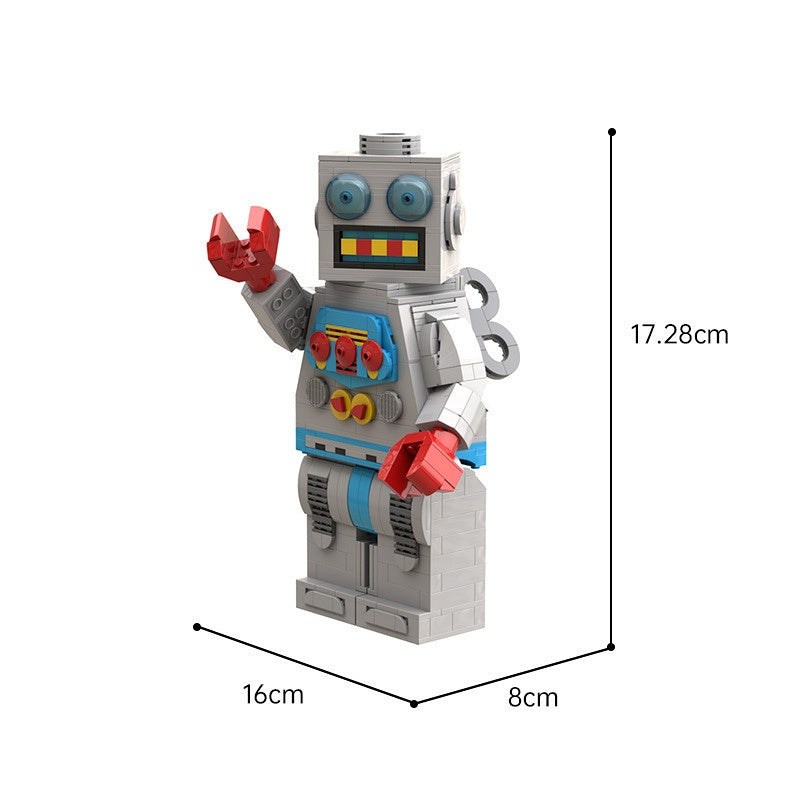 Retro Wind-Up Clockwork Robot MOC Building Kit | Mechanical Figure - 4