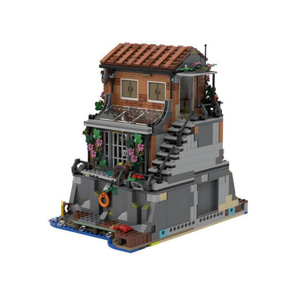 Riviera Cliffside House MOC Building Kit | Coastal Modular Extension - 4