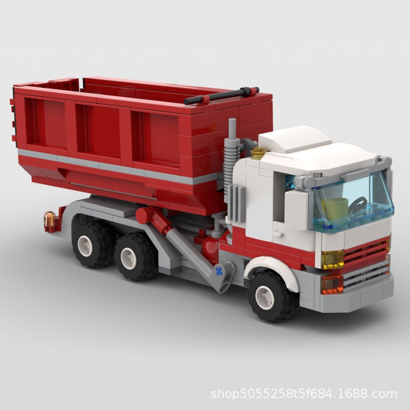 Roll-Off Recycle Truck MOC Building Kit | Utility Vehicle Model - 2