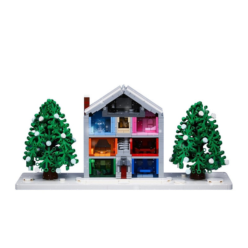 Romantic Pastel Winter House Building Kit | LEGO-Compatible MOC - 4