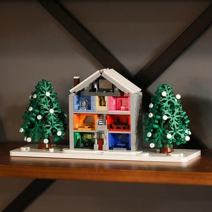 Romantic Pastel Winter House MOC Architecture Building Kit - 2