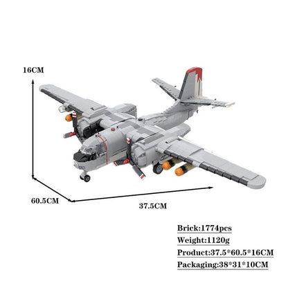 S-2 Tracker Aircraft MOC Building Kit | 1:35 Scale Patrol Plane Model - 4