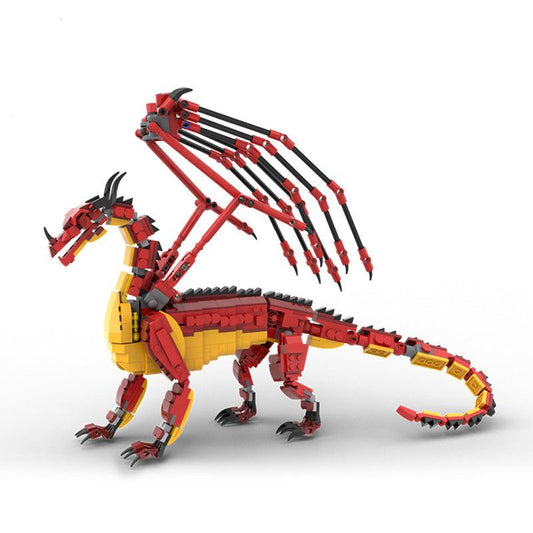 Scarlet Sky Dragon Building Kit | Legendary Winged Beast | LEGO-Compatible MOC - 1