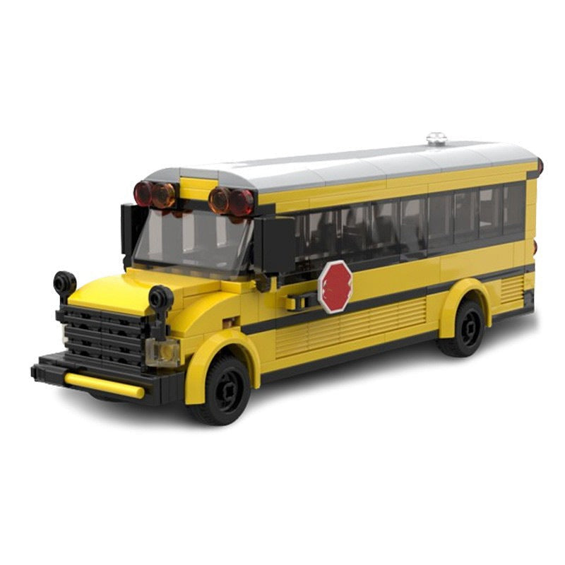 School Bus MOC Building Kit | Realistic Yellow Bus Vehicle Model - 1