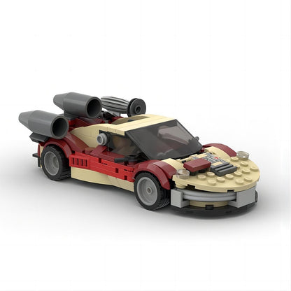 Sci-Fi Desert Landspeeder Race Car Building Kit | 8-Wide LEGO-Compatible MOC - 1