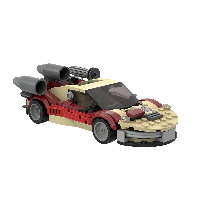 Sci-Fi Desert Landspeeder Race Car Building Kit | 8-Wide LEGO-Compatible MOC - 2