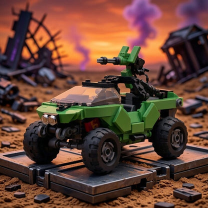 Sci-Fi Tactical 4x4 Turret Vehicle MOC Building Kit - 2