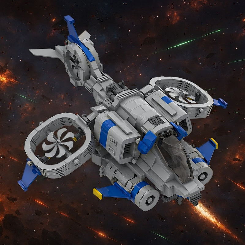 Sci-Fi Tactical Helicopter MOC Building Kit | Futuristic Aircraft Model - 4