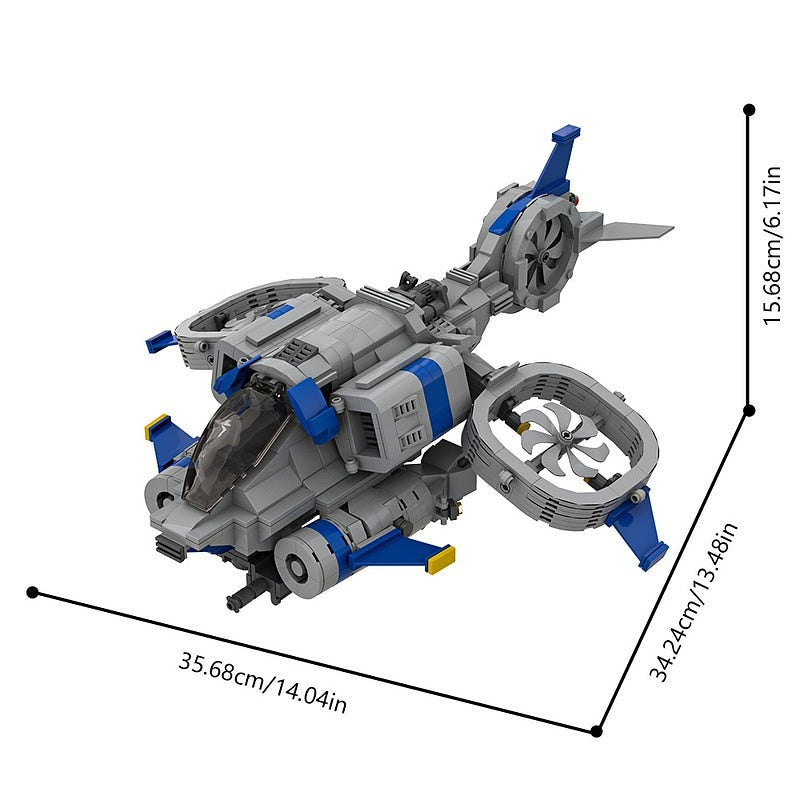 Sci-Fi Tactical Helicopter MOC Building Kit | Futuristic Aircraft Model - 8
