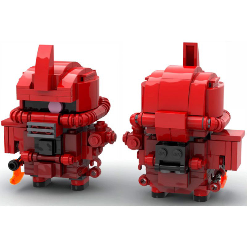 sd zaku red gundam moc brickheadz set | lego-compatible - 2
