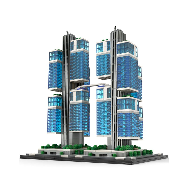 Shenzhen Twin Cantilever Towers 1:800 MOC Skyscraper Building Kit - 2