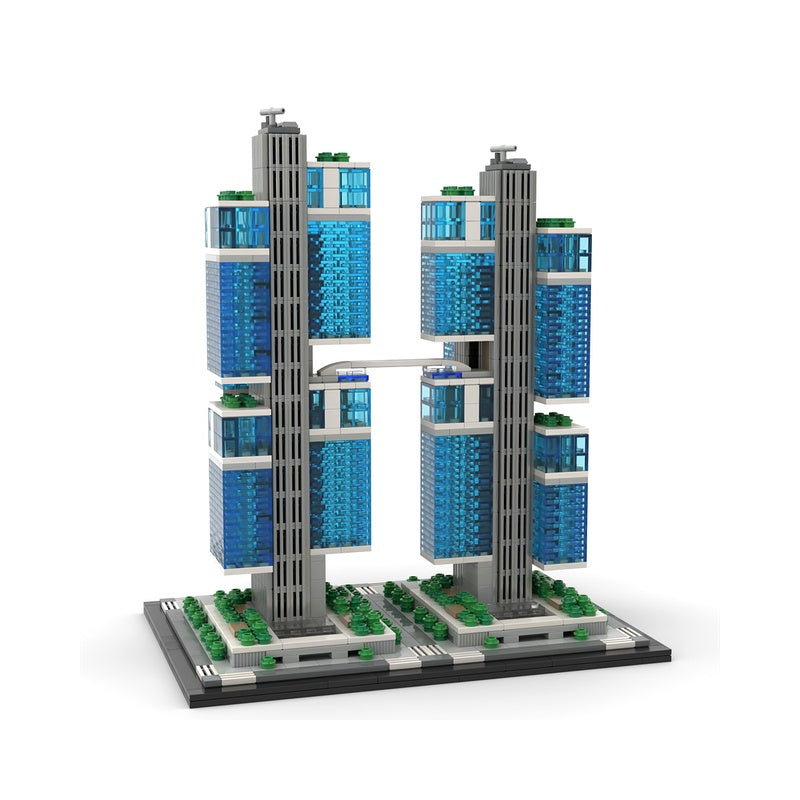 Shenzhen Twin Cantilever Towers 1:800 MOC Skyscraper Building Kit - 4