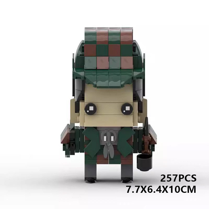 sherlock holmes brickheadz set | lego-compatible detective moc - 3