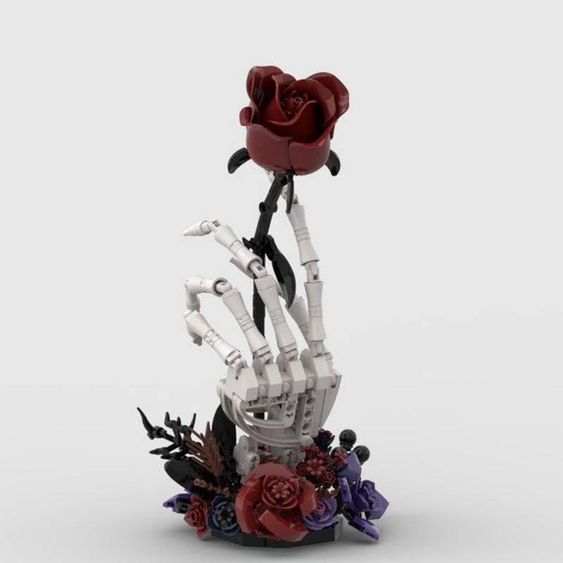 Skeleton Blood Rose MOC Building Kit | Gothic Floral Display Model - 1