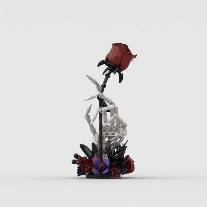 Skeleton Blood Rose MOC Building Kit | Gothic Floral Display Model - 2