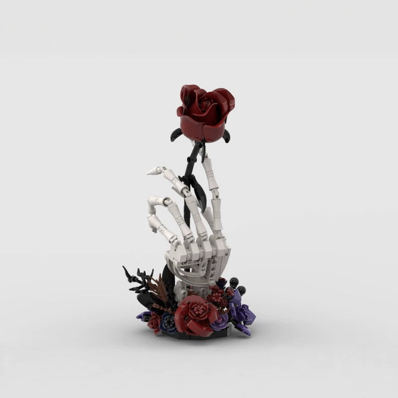 Skeleton Blood Rose MOC Building Kit | Gothic Floral Display Model - 3