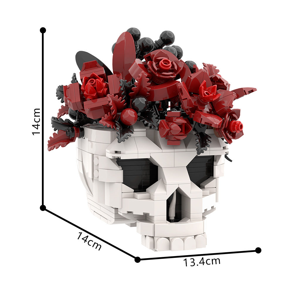 skull flower building kit | lego compatible moc - 3