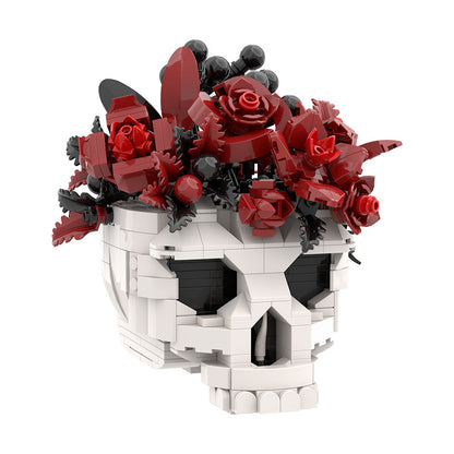 skull flower building kit | lego compatible moc - 4