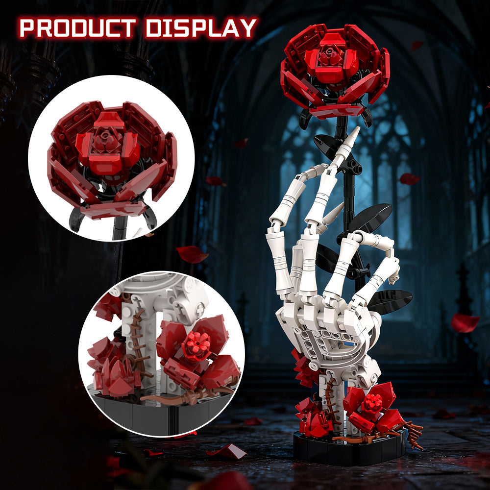 skull roses bouquet building kits | lego compatible moc - 3