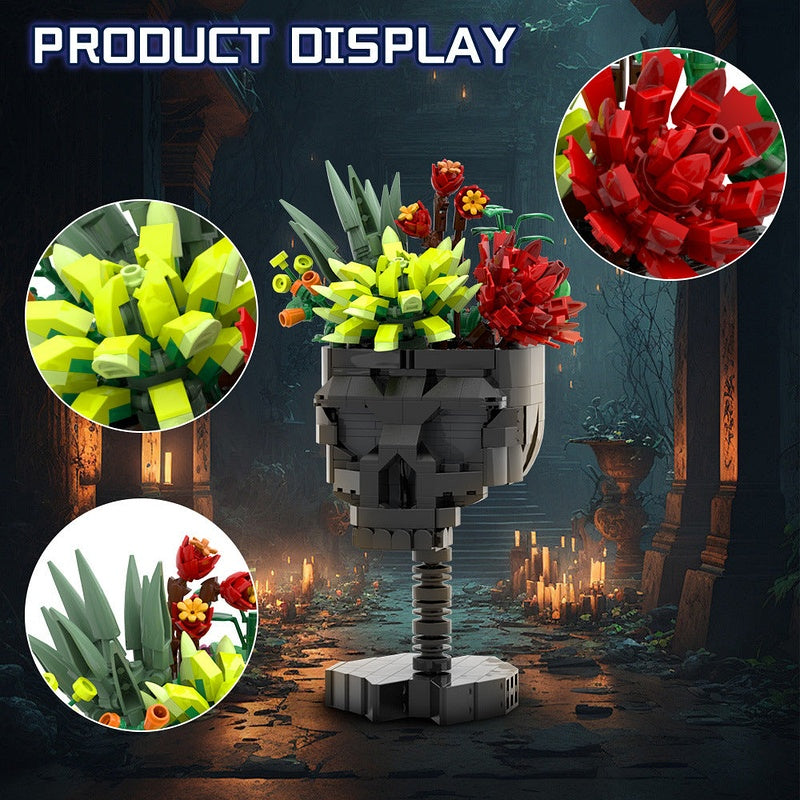 Skull Roses Bouquet MOC Building Kit | Gothic Floral Display Model - 5