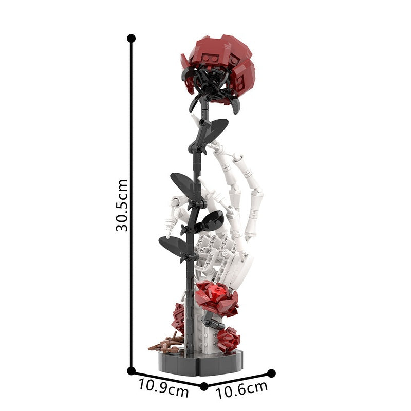 Skull Roses Bouquet MOC Building Kit | Gothic Floral Display Model - 6