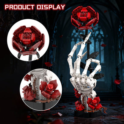 Skull Roses Bouquet MOC Building Kit | Gothic Floral Display Model - 8