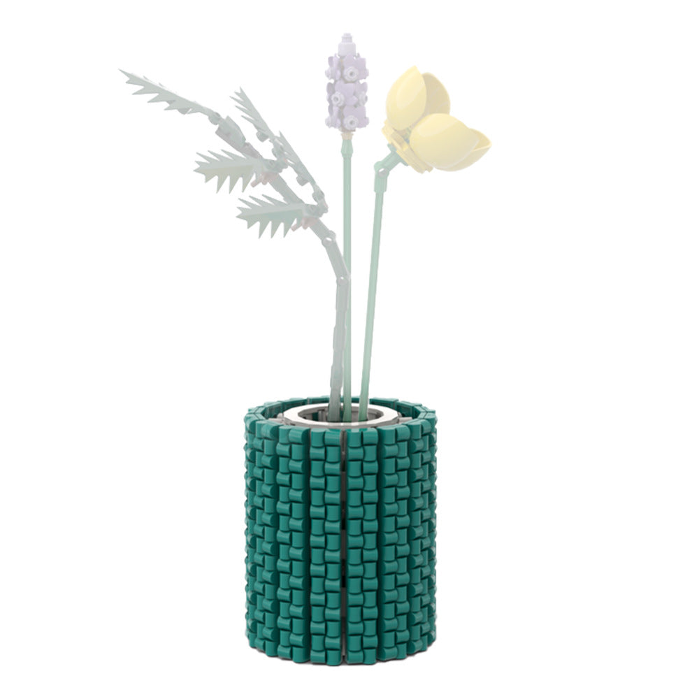 small and round turquoise flower vase building set | moc-182078 - 2