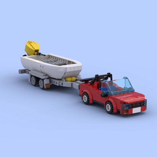 small boat with sports car building set | moc-76837 - 1