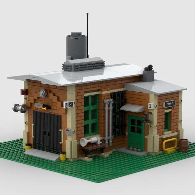 Small Repair Garage & Metalworking Shop MOC Building Kit - 2