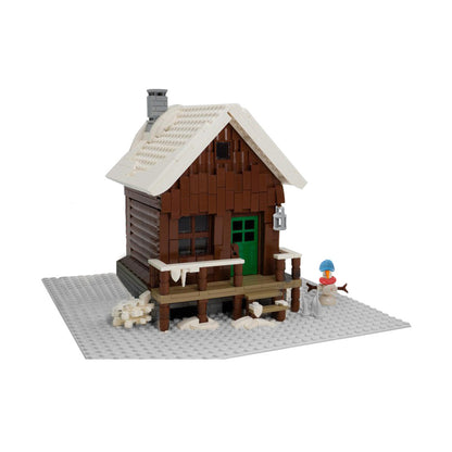 snowy winter cabin building set | moc-135641 - 2