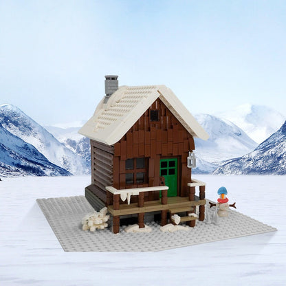 Snowy Winter Cabin MOC Building Kit | Rustic Forest Architecture Model - 2