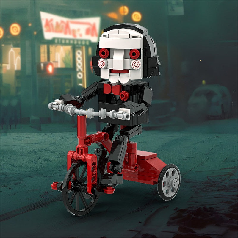 Spiral-Cheek Horror Puppet MOC Building Kit | Tricycle Character Figure - 1