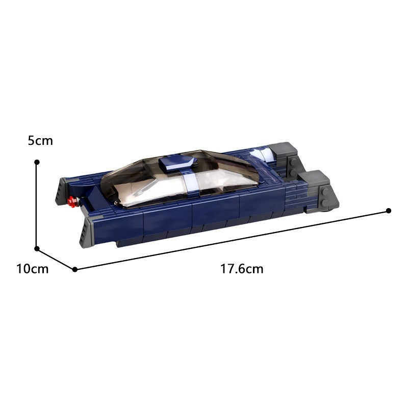 Split-Nose City Speeder MOC Building Kit | Dark Blue Hover Vehicle - 4