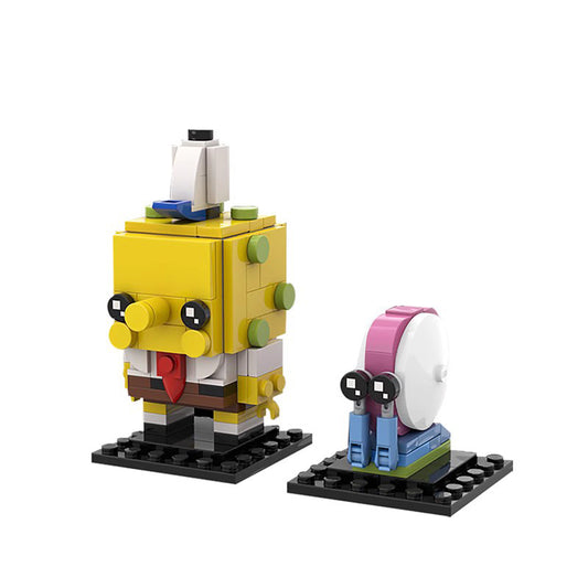 spongebob & gary brickheadz set | lego-compatible cartoon moc - 1