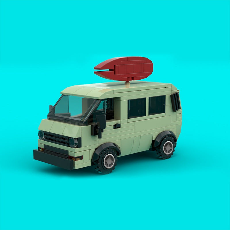 Surfer Boy Pizza Delivery Van MOC Building Kit | Food Truck Vehicle Model - 2