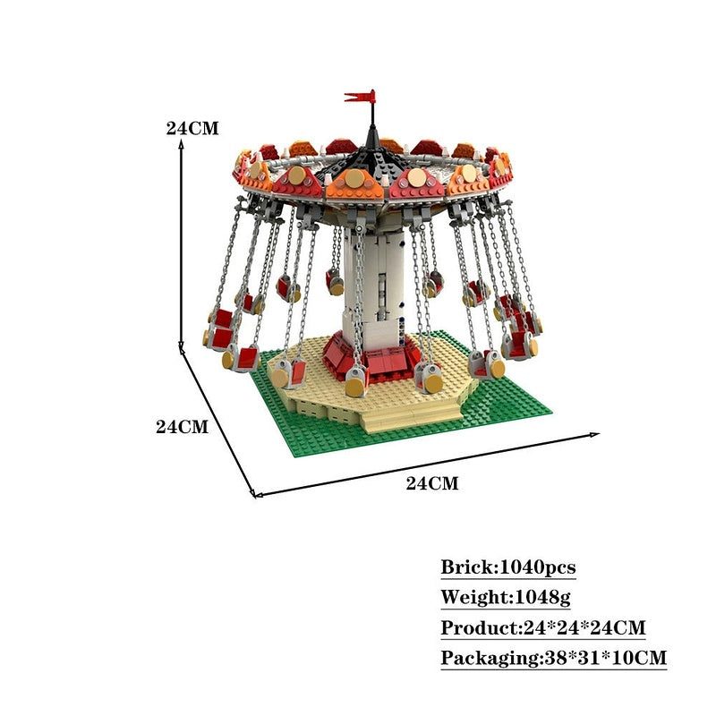 Swing Ride MOC Building Kit | Modular Amusement Park Attraction - 3