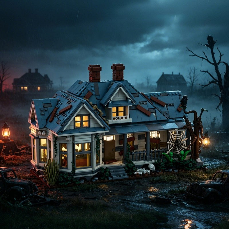 Texas Horror Farmhouse MOC Building Kit | Chainsaw Haunted House Diorama - 1