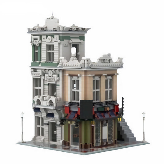 the office & noodleshop building set | modular | moc-165233 - 2