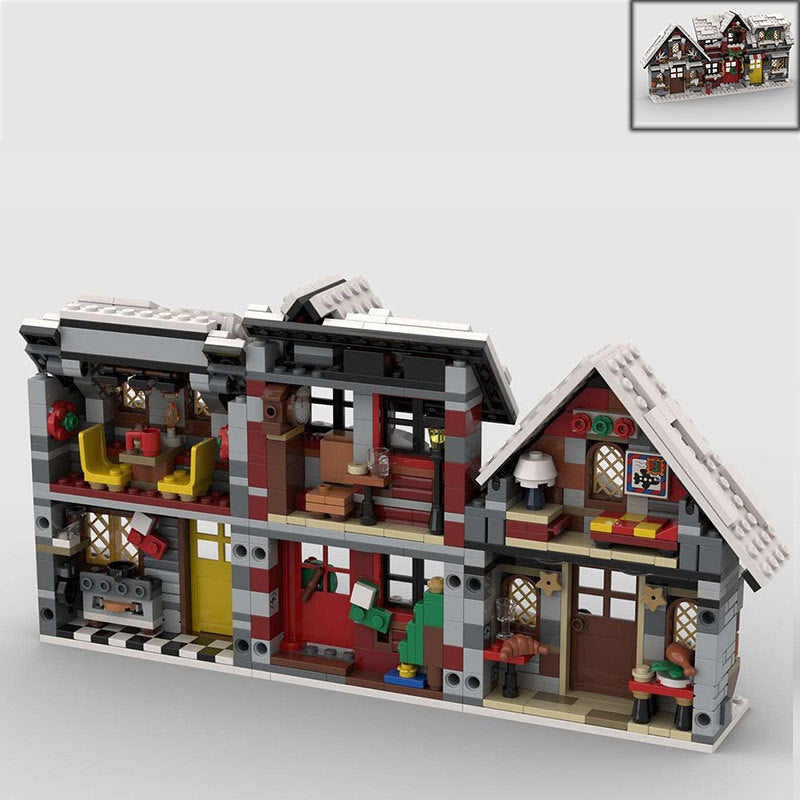 Three Little Winter Houses MOC Building Kit | Snowy Village Architecture - 2