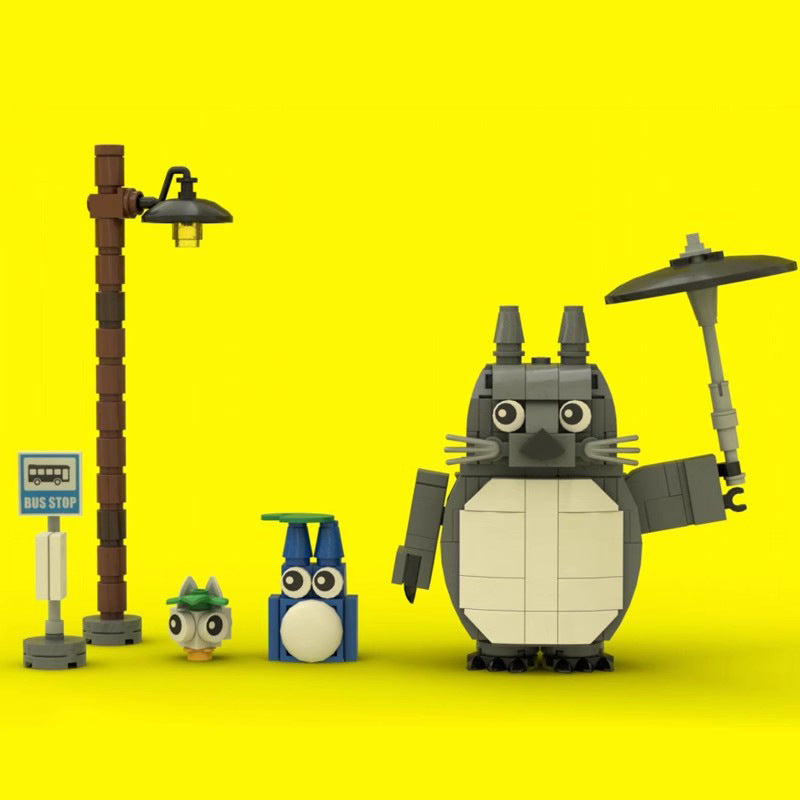 totoro family waiting at the bus stop building set | moc-138535 - 1