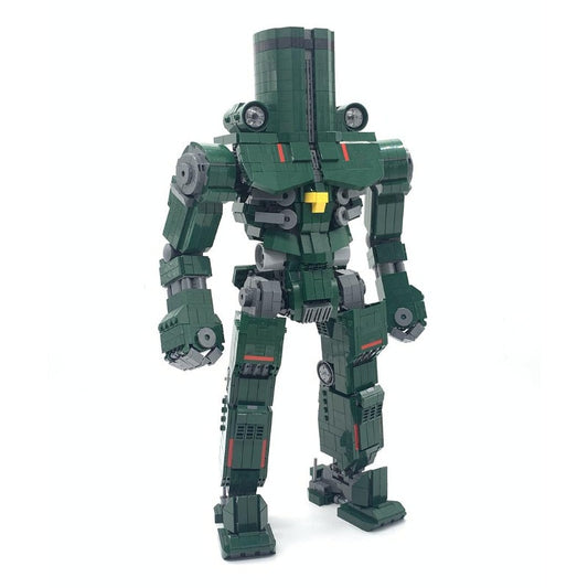 Tower-Head Heavy Mecha MOC Building Kit | Dark Green Mechanical Figure - 1