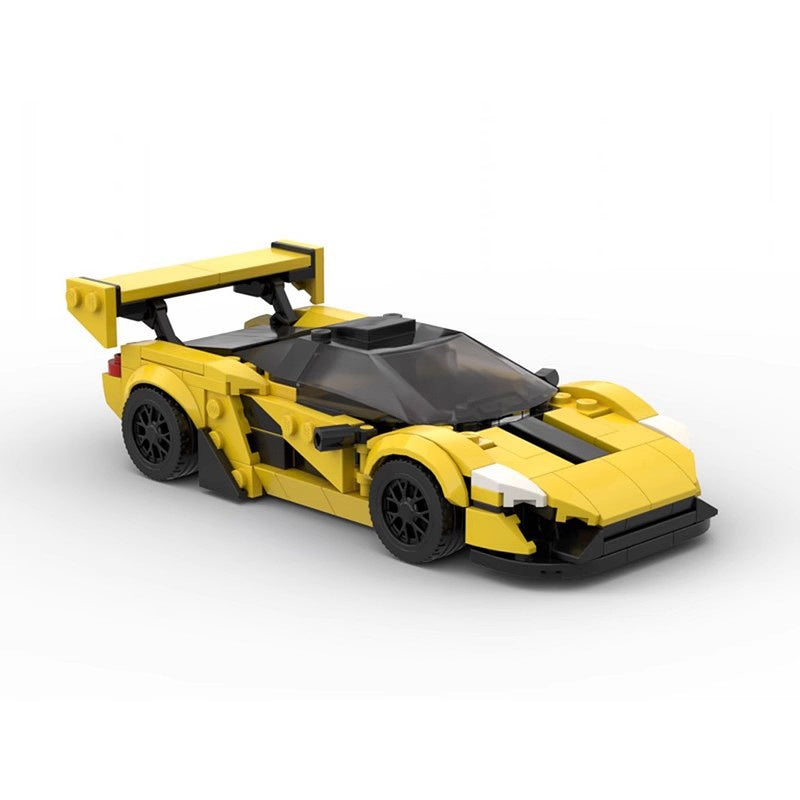 Track Hybrid Hypercar 8-Stud Wide Yellow Racing Car Building Kit | LEGO-Compatible MOC - 3