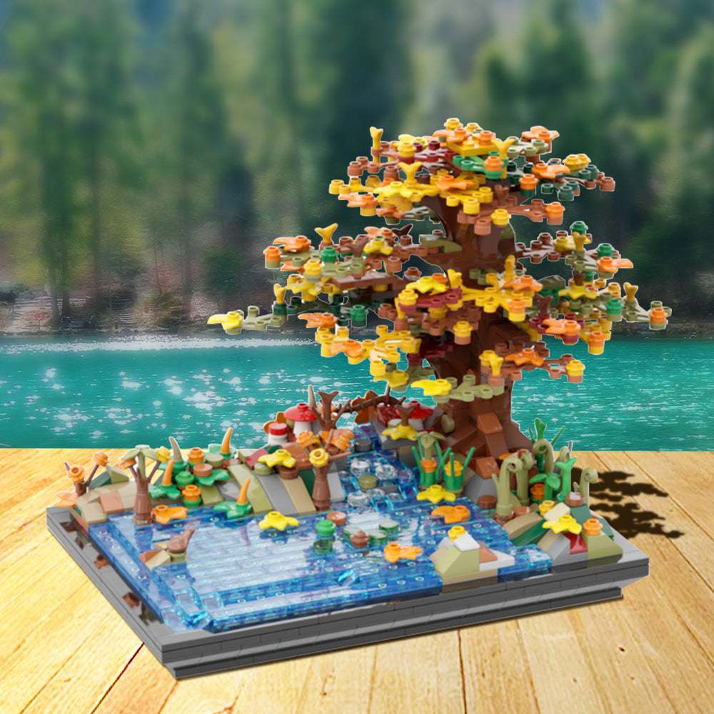 tree on a lake autumn building kit | moc-55872 - 2