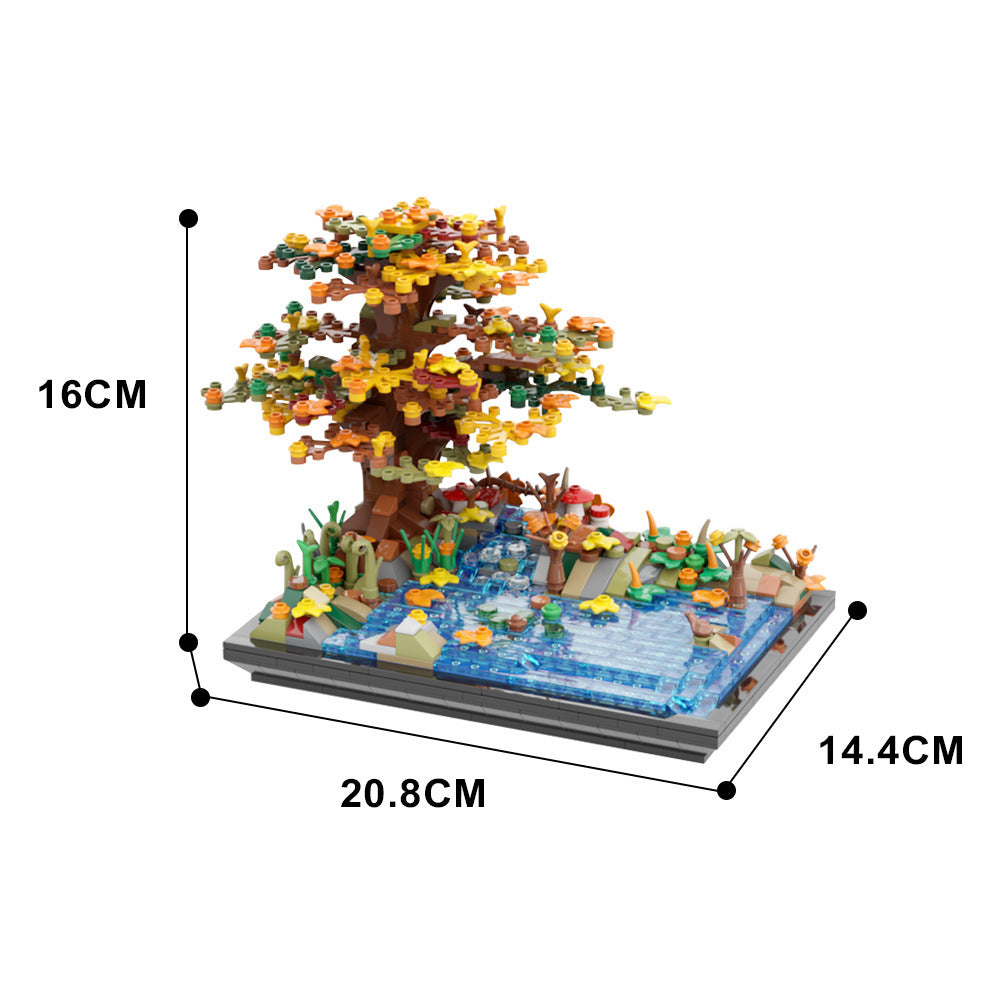 tree on a lake autumn building kit | moc-55872 - 4