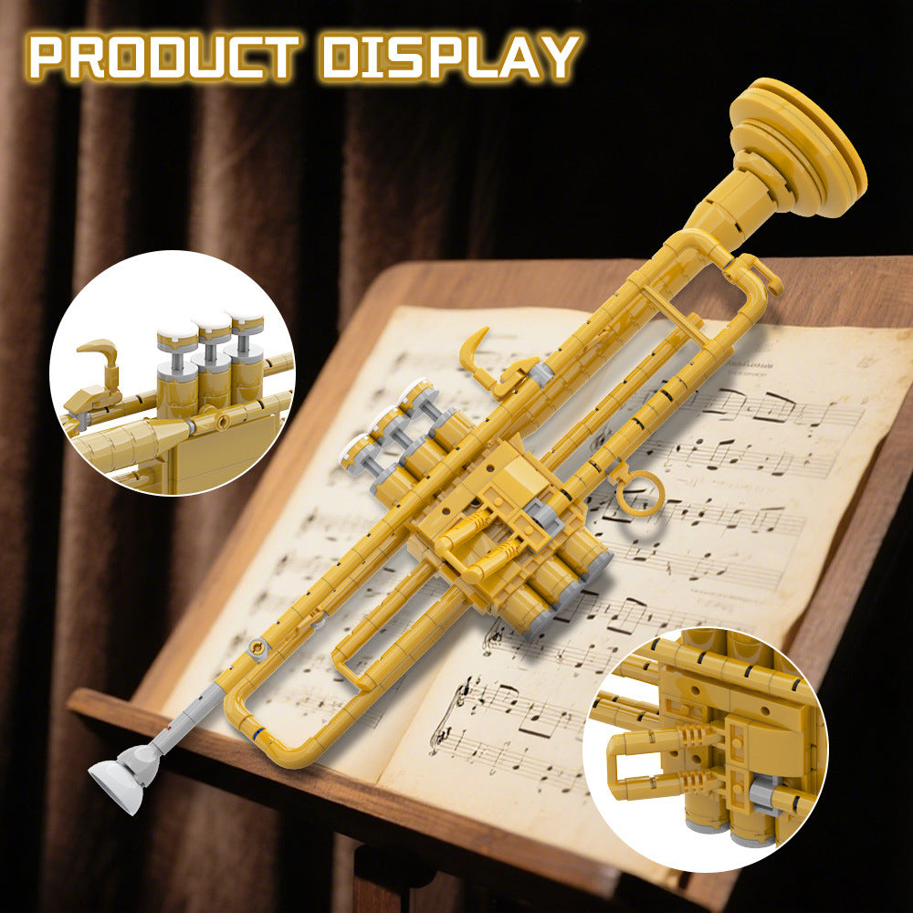 trumpet with working pistons building set | lego compatible - 2