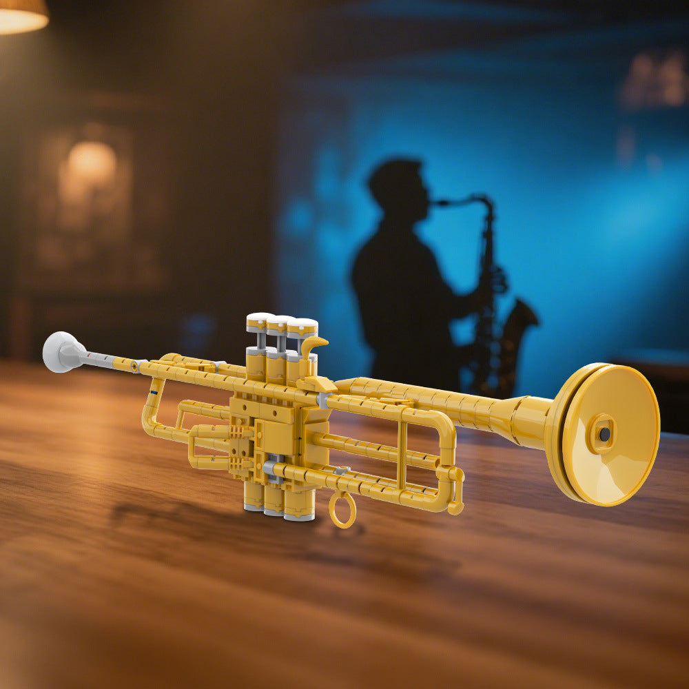 trumpet with working pistons building set | lego compatible - 3