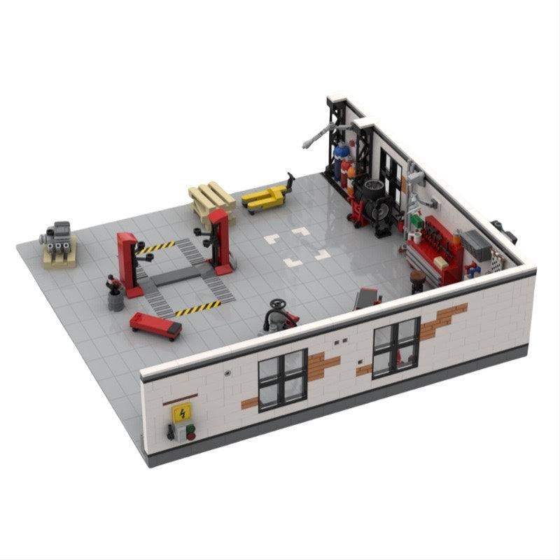 Tuning Garage Workshop with Car Lift Building Kit | LEGO-Compatible MOC - 4
