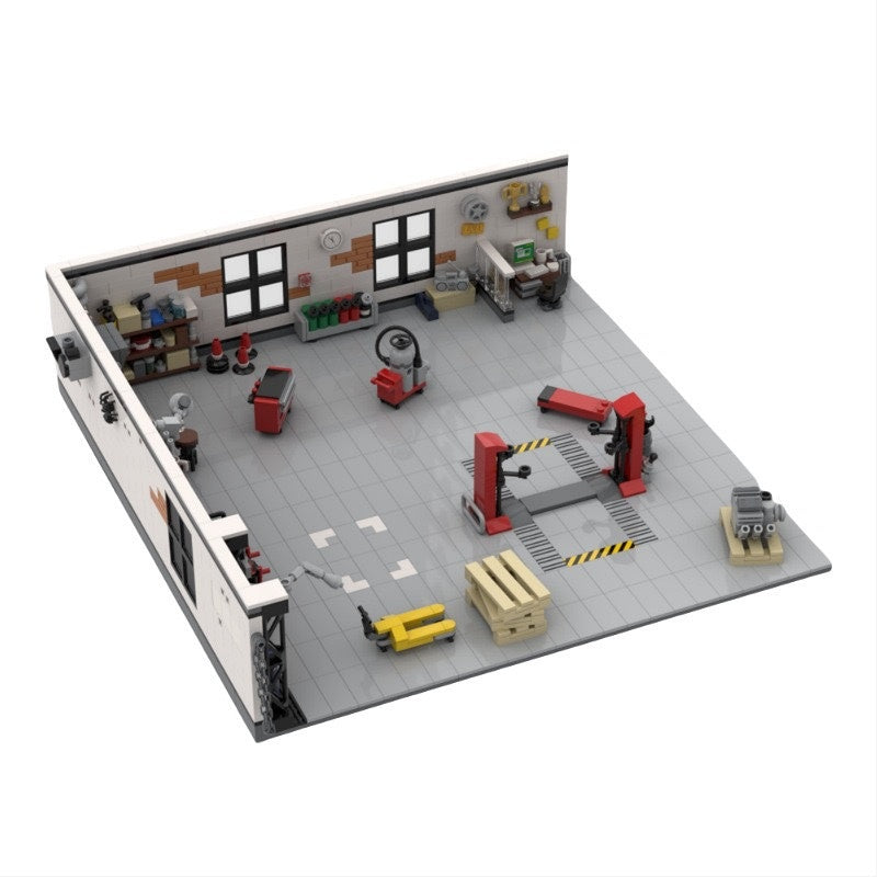 Tuning Garage Workshop with Car Lift Building Kit | LEGO-Compatible MOC - 5